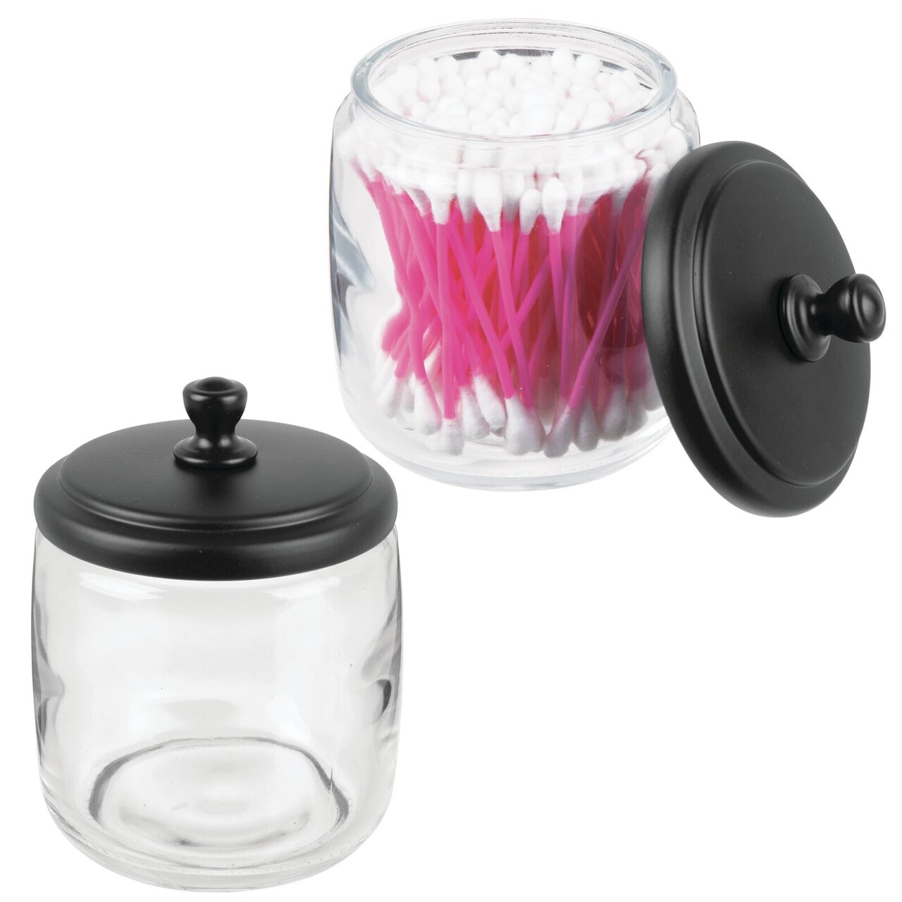 mDesign Glass Vanity Storage Organizer Apothecary Jar, 2 Pack
